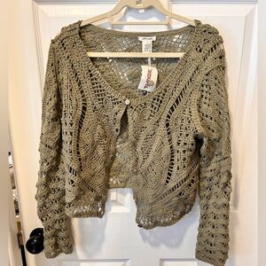 Ultra Pink Olive Crochet Cardigan